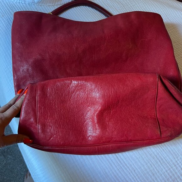 YSL Yves Saint Laurent Roady Hobo Bag Red Used Condition - Picture 4 of 6